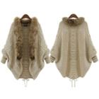 Furry Trim Open Front Cardigan As Shown In Figure - One Size