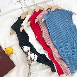 Plain Slim-fit Sleeveless Knit Top