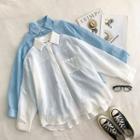 Striped Single-breasted Long-sleeve Light Top