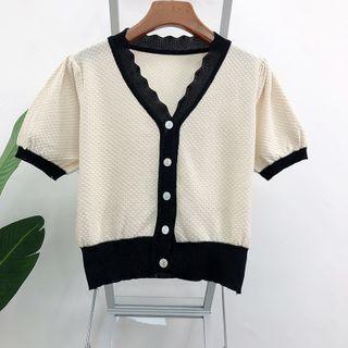 Short Sleeve Crop Buttoned Cardigan