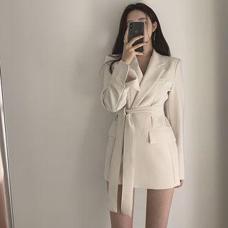 Long-sleeve Sashed Mini Dress