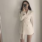 Long-sleeve Sashed Mini Dress