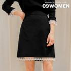 Plus Size Lace-trim A-line Miniskirt