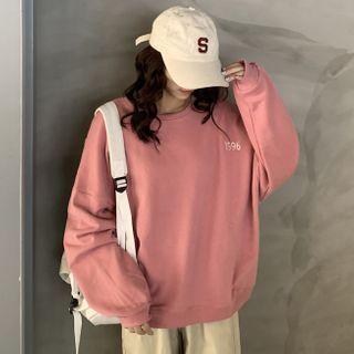 Number Embroidered Oversize Pullover