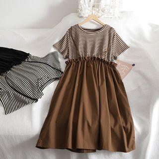Mock Two-piece Stripe Midi Dress