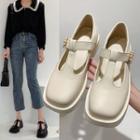 Faux-leather Beaded Mary Jane Shoes