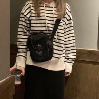 Long Sleeve Striped Knit Top / A-line Skirt