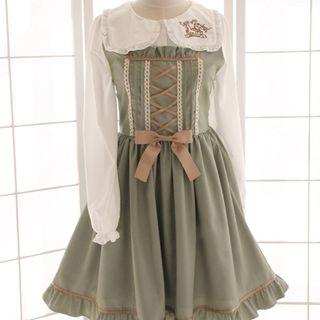 Lace-up Sleeveless A-line Dress