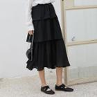 Midi Tiered Skirt Black - One Size