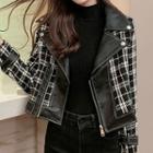 Plaid Twee Panel Cropped Jacket