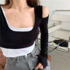 Cold Shoulder Mock Two-piece T-shirt