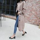 Double-breasted Trench Coat With Sash Beige - One Size