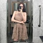 Spaghetti-strap Lace-overlay Dress