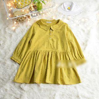 Dotted Long-sleeve Collared Dress