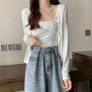 Long Sleeve Cardigan / Wrapped Crop Camisole