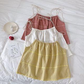 Plain Lace-up Slim-fit Camisole Top