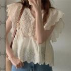 Cap-sleeve Lace Top As Shown In Figure - One Size