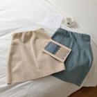 Melange High-waist Acrylic A-line Skirt