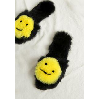 Smile Emoji Faux-fur Slippers