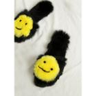 Smile Emoji Faux-fur Slippers