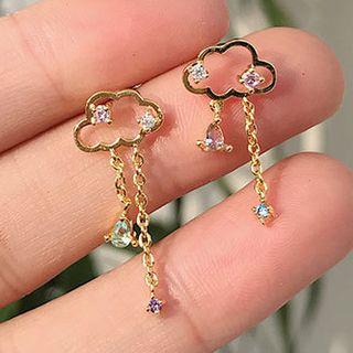 Rhinestone Cloud Drop Earring 1 Pair - Gold - One Size