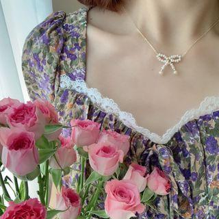 Freshwater Pearl Bow Pendant Necklace 1 Pc - As Shown In Figure - One Size
