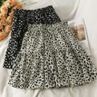 Elastic High-waist Leopard-print Mini Skirt