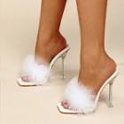 Stiletto Heel Fluffy Slide Sandals