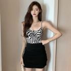 Spaghetti Strap Zebra Print Top / Skort