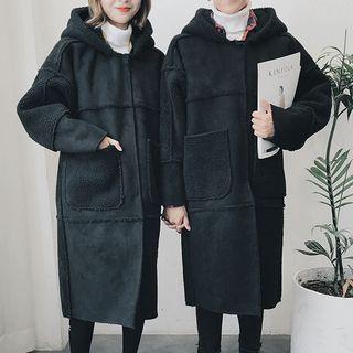 Fleece Panel Hooded Coat