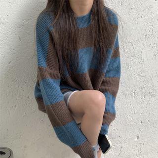 Striped Sweater Stripe - Blue & Coffee - One Size