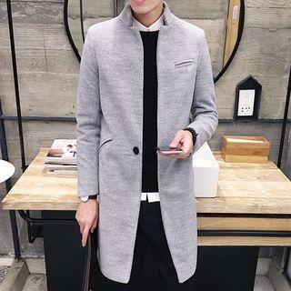 Plain Stand Collar Long Coat