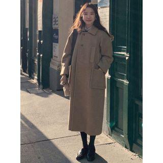 Pocket-detail Wool Blend Coat One Size
