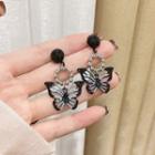 Butterfly Drop Earring 1 Pair - Black - One Size
