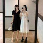Bow Lace-up Strap V-neck Dress