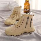 Fleece-lined Lace-up Platform Short Boots
