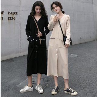 Button-down V-neck Knit Dress