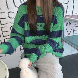 Long-sleeve  Striped  Knit Sweater