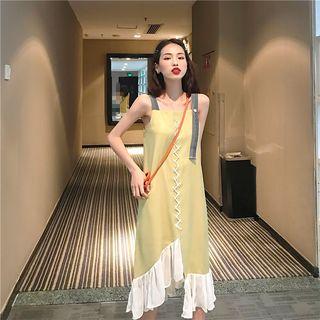 Sleeveless Asymmetric A-line Dress Curcumin - One Size