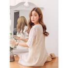 Elbow-sleeve Lace-overlay Dress