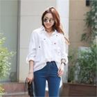 Heart Embroidered Stripe Shirt