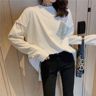 Rhinestone Detail Long-sleeve T-shirt