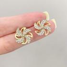 Windmill Rhinestone Alloy Earring 1 Pair - Silver Pin - Gold - One Size