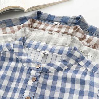 Plaid Dolman-sleeve Blouse