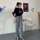 Short-sleeve Butterfly Print Cropped T-shirt / Pants