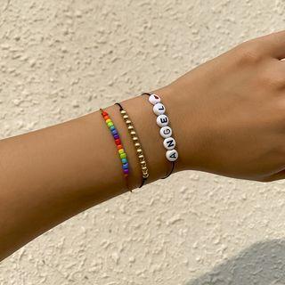 Set Of 3: Bracelet 2552 - Set Of 3 - Red & Gold & White - One Size