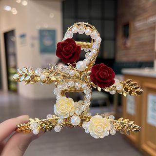 Rose Faux Pearl Hair Clamp