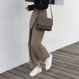 Knit Maxi Skirt Gray - One Size