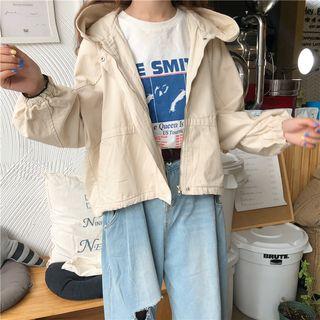 Cropped Hooded Jacket As Shown In Figure - One Size
