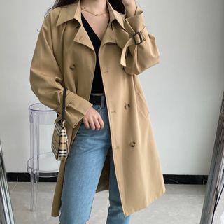 Slim-cut Double-breasted Trench Jacket